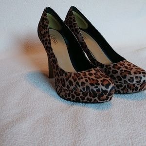 Leopard print platform heels